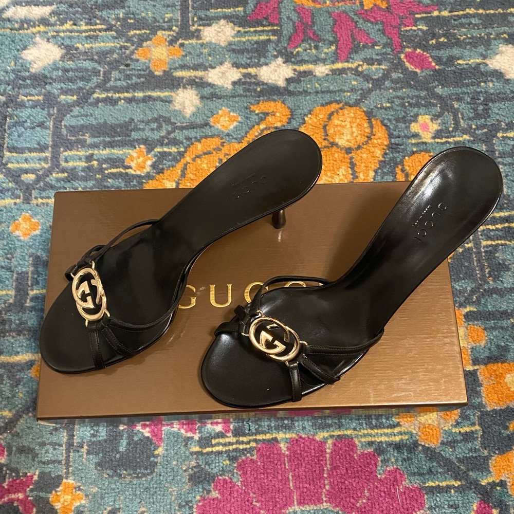 Gucci Logo Heel Sandals